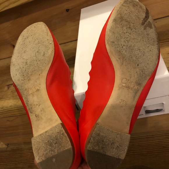 Chloe Lauren Scalloped Flats size 6.5 red - Picture 8 of 8